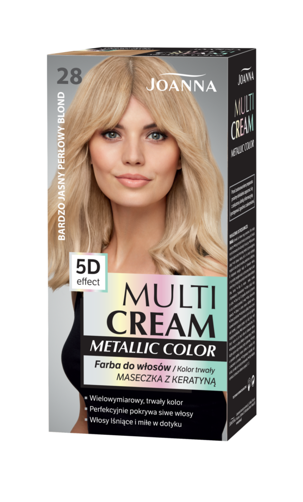 Trwała farba do włosów Joanna Multi Cream Metallic odcień bardzo jasny blond nr 28